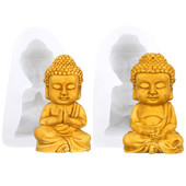3D Buddha Candle Fondant Mould Silicone Molde Silicona Buda Aromatherapy Wax Craft Decorating Tools Resin Velas Making Supplies