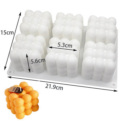 Suured 15/6 õõnsused mullikubliküünlad Aroomiteraapia silikoonvormivaht koogivormid 3D šokolaadist käsitsi valmistatud seebiga töövahend toidukvaliteediga