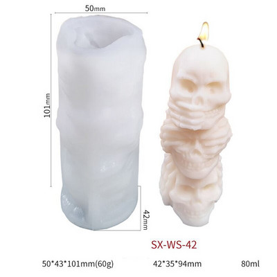 Καλούπι σιλικόνης 3D Skeleton Head Double Snake Skull Skull Halloween Horror Καλούπι κεριού Καλούπι τσιμέντου γύψου ρητίνης για χειροτεχνία