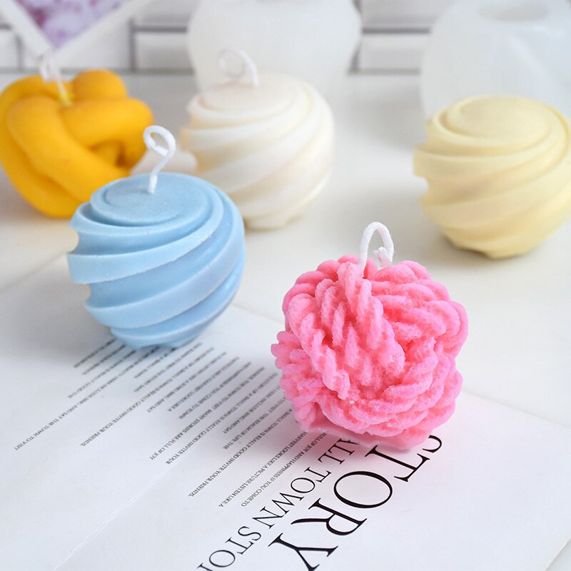 Τρισδιάστατη σφαίρα μαλλί με φυσαλίδες σιλικόνης κόμπος καλουπιού κεριού σπειροειδής ριγέ μπάλα αρωματοθεραπείας γύψινο σαπούνι Φόρμα ψησίματος πάγου σοκολάτας Διακόσμηση σπιτιού