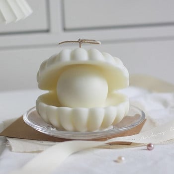 Силиконова форма за свещи във формата на перлена черупка 3D Aroma Seashell Сапун Ароматна форма за свещи Печене на торта Ръчно изработена форма за художествени занаяти