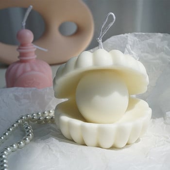 Силиконова форма за свещи във формата на перлена черупка 3D Aroma Seashell Сапун Ароматна форма за свещи Печене на торта Ръчно изработена форма за художествени занаяти