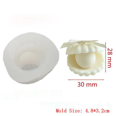 Mold pentru lumânări din silicon în formă de coajă de perlă Săpun cu aromă 3D pentru lumânări parfumate pentru coacere prăjituri, pentru meșteșuguri de artă lucrate manual
