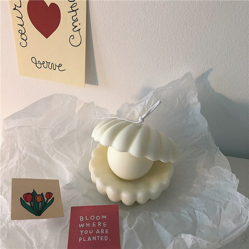 Mold pentru lumânări din silicon în formă de coajă de perlă Săpun cu aromă 3D pentru lumânări parfumate pentru coacere prăjituri, pentru meșteșuguri de artă lucrate manual