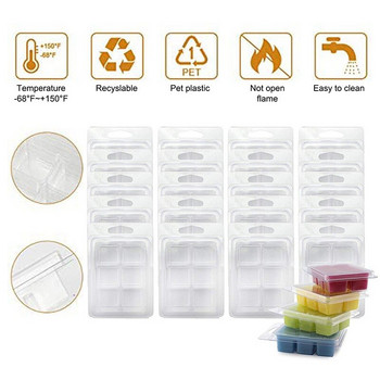 10 опаковки форма за топене на восък, квадратни форми с миди за топене на восък, прозрачна пластмасова тава за кубчета с 6 кухини за производство на свещи и сапун