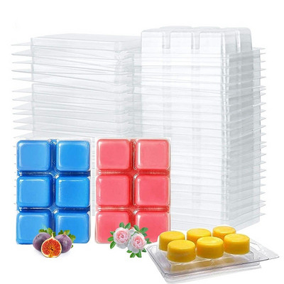 10 συσκευασίες Wax Melt Mold, Wax Melt Clamshells Moulds Square, 6 Cavity Clear Plastic Cube Tray for Candle-making & Soap