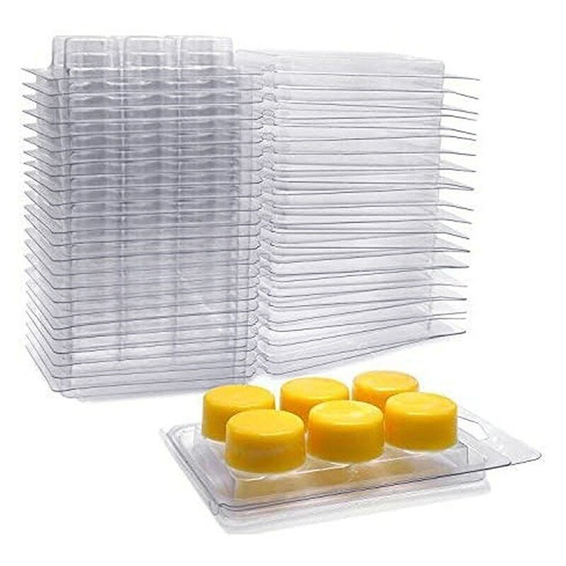 10 συσκευασίες Wax Melt Mold, Wax Melt Clamshells Moulds Square, 6 Cavity Clear Plastic Cube Tray for Candle-making & Soap