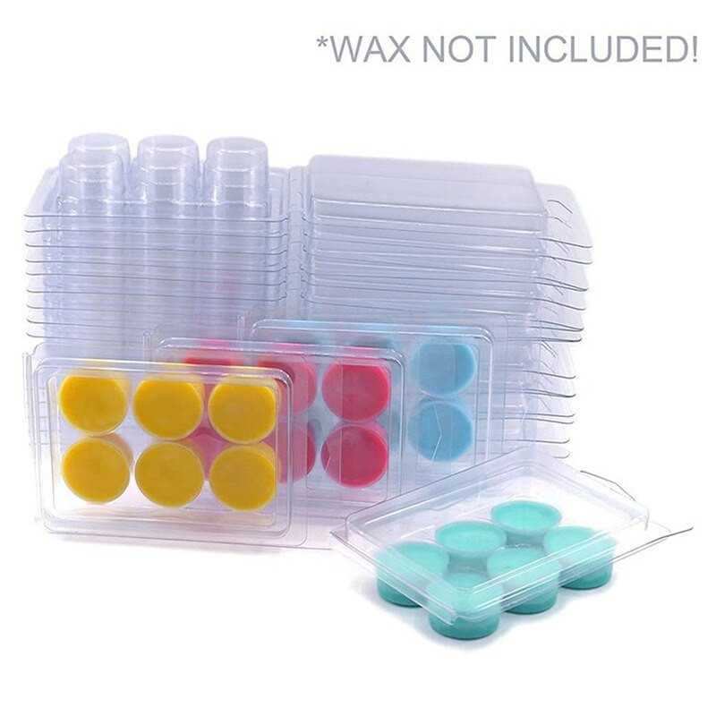 10 συσκευασίες Wax Melt Mold, Wax Melt Clamshells Moulds Square, 6 Cavity Clear Plastic Cube Tray for Candle-making & Soap