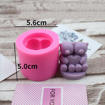 3D τρισδιάστατη φόρμα κεριού αρκουδάκι Κέικ φόρμα σοκολάτας Γύψινο καλούπι αρωματοθεραπείας DIY Καλούπι σιλικόνης για μικρά ζώα