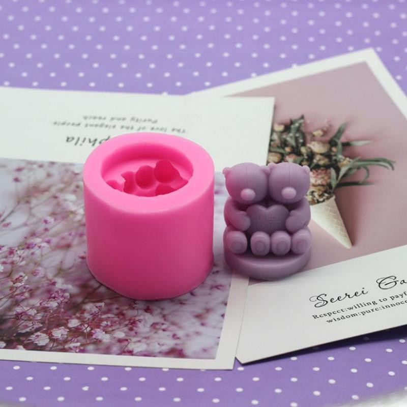 3D τρισδιάστατη φόρμα κεριού αρκουδάκι Κέικ φόρμα σοκολάτας Γύψινο καλούπι αρωματοθεραπείας DIY Καλούπι σιλικόνης για μικρά ζώα