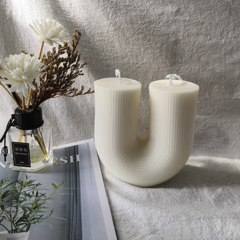 U-prugasti silikonski kalup za svijeće Aromaterapijski kalup od smole za sapun DIY kalup za ukrašavanje čokoladnih kolača prehrambenih proizvoda Ukrasi doma