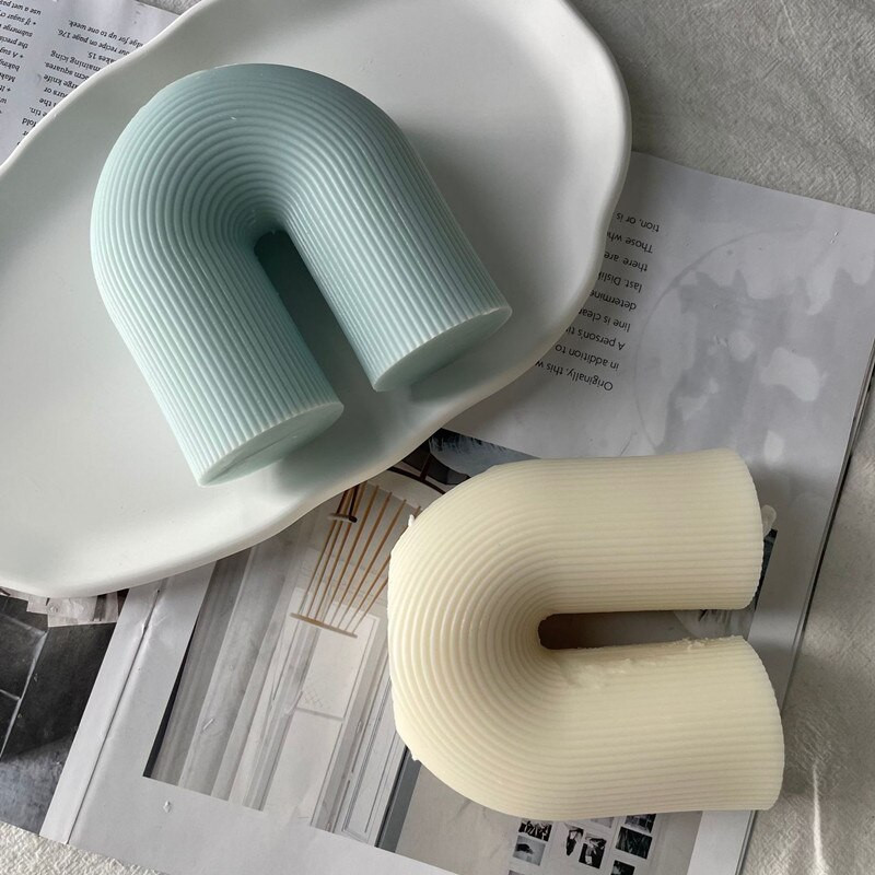 U-prugasti silikonski kalup za svijeće Aromaterapijski kalup od smole za sapun DIY kalup za ukrašavanje čokoladnih kolača prehrambenih proizvoda Ukrasi doma