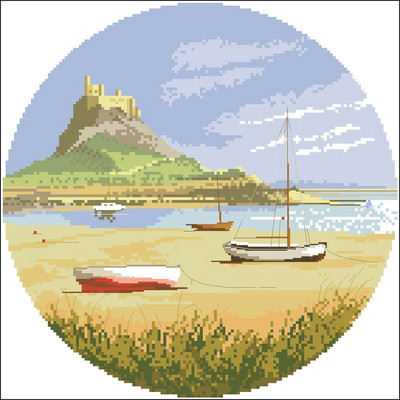 Kvaliteetsed loendatud ristpistete komplekt, maastikuseeria maastikud Jõeäärne sild Coastal Village tuuleveski rannapurjepaadid