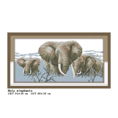 Κιτ σταυροβελονιάς 14CT 11CT μέτρησης και σφράγισης σετ κεντήματος με μοτίβο σειράς ελέφαντας μητέρα και παιδί DIY διακόσμηση σπιτιού