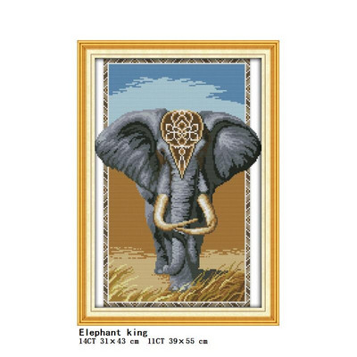 Κιτ σταυροβελονιάς 14CT 11CT μέτρησης και σφράγισης σετ κεντήματος με μοτίβο σειράς ελέφαντας μητέρα και παιδί DIY διακόσμηση σπιτιού