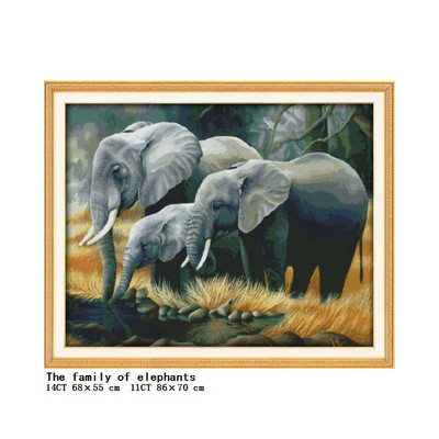 Κιτ σταυροβελονιάς 14CT 11CT μέτρησης και σφράγισης σετ κεντήματος με μοτίβο σειράς ελέφαντας μητέρα και παιδί DIY διακόσμηση σπιτιού