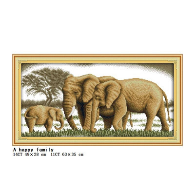 Κιτ σταυροβελονιάς 14CT 11CT μέτρησης και σφράγισης σετ κεντήματος με μοτίβο σειράς ελέφαντας μητέρα και παιδί DIY διακόσμηση σπιτιού