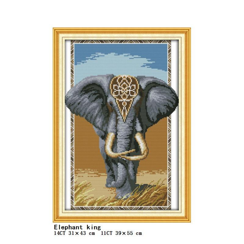Κιτ σταυροβελονιάς 14CT 11CT μέτρησης και σφράγισης σετ κεντήματος με μοτίβο σειράς ελέφαντας μητέρα και παιδί DIY διακόσμηση σπιτιού
