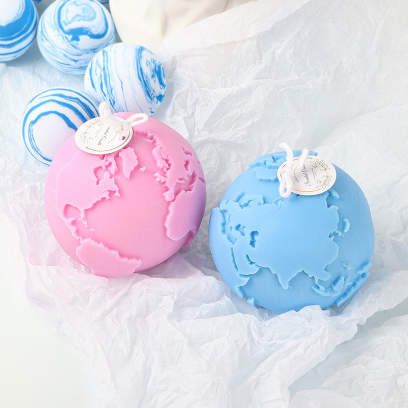 Καλούπι κεριών σιλικόνης Earth Moon Δημιουργικό και εύκολο ξεκαλούπωμα Σφαιρική Ρητίνη Πλανήτη Γύψινο σαπούνι Καλούπια για παγάκια Δώρα διακόσμησης σπιτιού