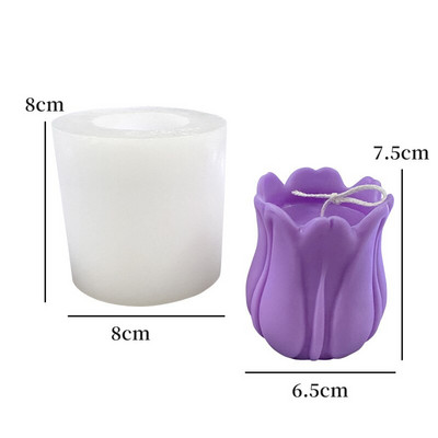 Голяма триизмерна ароматерапевтична свещ с цвете на лале Силиконова форма Творческа гипсова декорация за занаяти Ръчно изработена форма за сапун