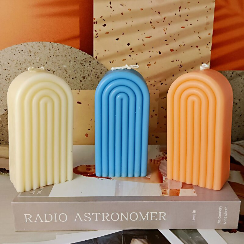 U formos kvapioji žvakių silikoninė forma „pasidaryk pats“ geometrinė išlenkta vaivorykštės tilto žvakė, gaminanti gipso formą Meilės arkos žvakių dervos forma