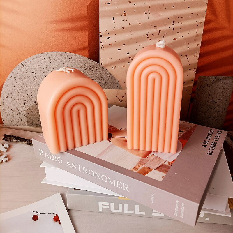 U formos kvapioji žvakių silikoninė forma „pasidaryk pats“ geometrinė išlenkta vaivorykštės tilto žvakė, gaminanti gipso formą Meilės arkos žvakių dervos forma