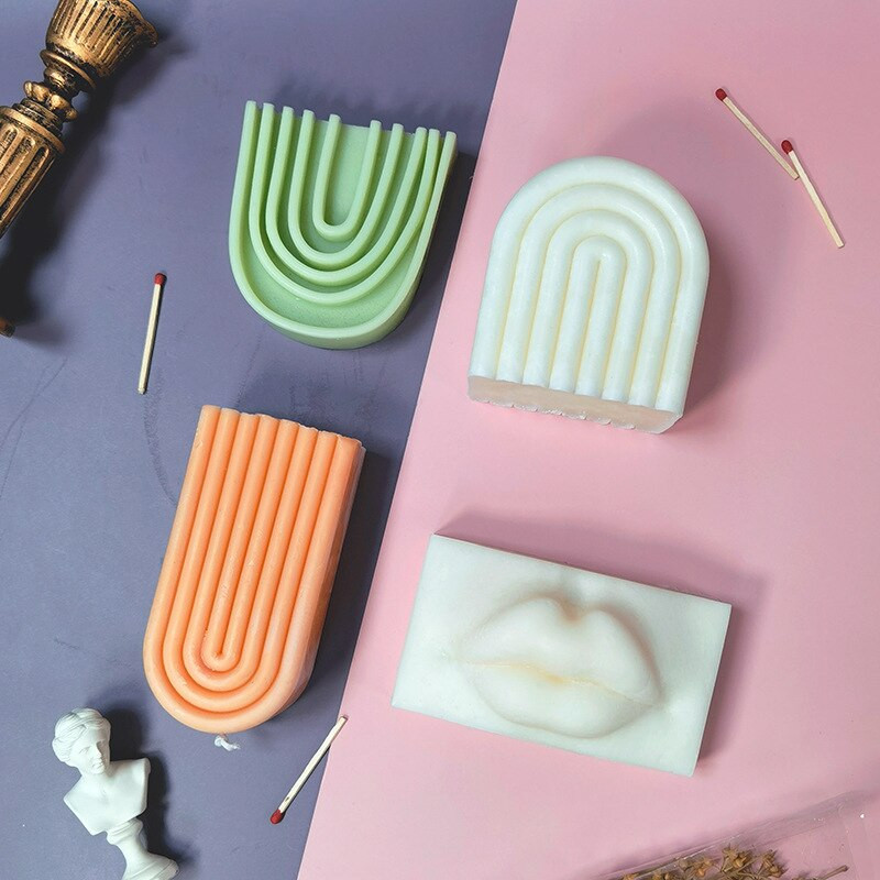 U formos kvapioji žvakių silikoninė forma „pasidaryk pats“ geometrinė išlenkta vaivorykštės tilto žvakė, gaminanti gipso formą Meilės arkos žvakių dervos forma