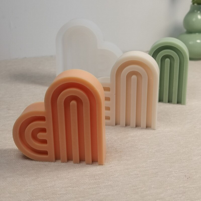 U formos kvapioji žvakių silikoninė forma „pasidaryk pats“ geometrinė išlenkta vaivorykštės tilto žvakė, gaminanti gipso formą Meilės arkos žvakių dervos forma