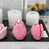 3D trīsdimensiju tulpju pumpuru silikona sveču veidne manuāla ziepju veidne DIY deserta cukura virpošana šokolādes cepšanas izstrādājumu veidnes