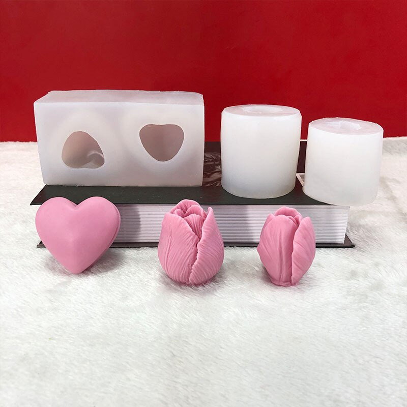 3D-kolmemõõtmeline tulbipulga silikoonküünlavorm käsitsi seebivorm DIY magustoit suhkru keeramine šokolaadi küpsetustooted vormid