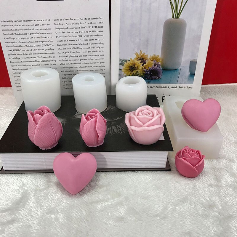 3D-kolmemõõtmeline tulbipulga silikoonküünlavorm käsitsi seebivorm DIY magustoit suhkru keeramine šokolaadi küpsetustooted vormid