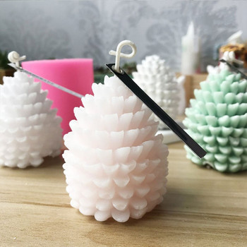 2021 3D коледна борова шишарка силиконова форма за свещи Направи си сам ръчно изработени ароматерапевтични свещи Форма за правене на свещи от пчелен восък