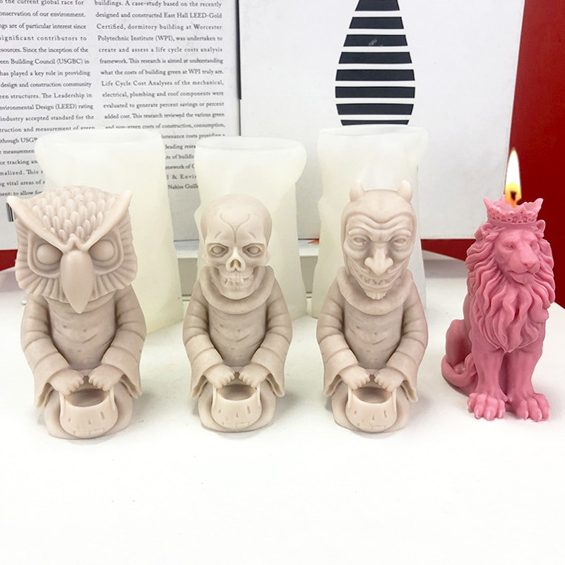 3D loomakujuline silikoonküünla vorm DIY Devil Skull Lion King Öökull krohv Epoksiidvaiguvormid Käsitsi valmistatud kingitus Kodu käsitöö Dekoor