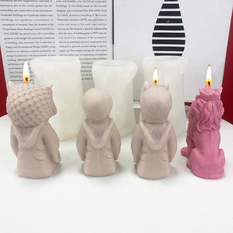 3D loomakujuline silikoonküünla vorm DIY Devil Skull Lion King Öökull krohv Epoksiidvaiguvormid Käsitsi valmistatud kingitus Kodu käsitöö Dekoor