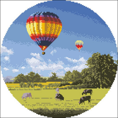 Vysokokvalitná súprava na krížikové stehy, krajinná séria, scenéria, záhrada, cvrček, dedinská ulička, zima, ovce, vistéria, chata