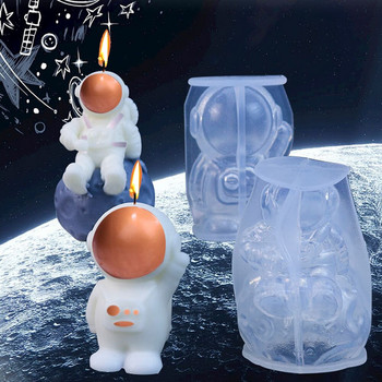 3D силиконова форма за свещ във формата на астронавт Ароматерапевтична гипсова форма за свещи Лунни форми за човешко тяло Мек, лесен за изваждане от формата декор за дома