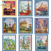 The View Of City Series Printed Cross Stitch Kit DMC 14CT 11CT Count Canvas Fabric Needle And Thread DIY χειροποίητο σετ κεντήματος