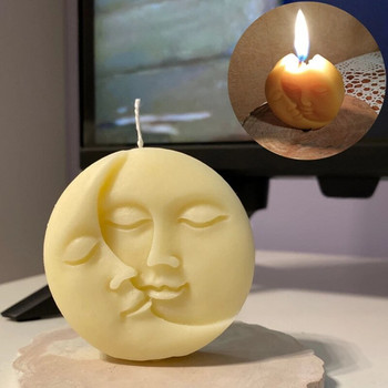 Форми за правене на свещи Moon Sun Face Силиконова форма за свещи Направи си сам Творчески ароматерапевтични свещи Гипсови форми Сватбен декор Craft