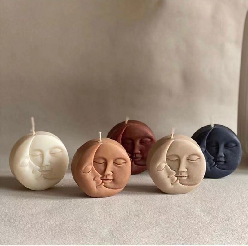 Žvakių formavimo formos Mėnulio saulės veidas Silikono žvakių formelės „pasidaryk pats“ kūrybinės aromaterapijos žvakių gipso formos Vestuvių dekoro amatai