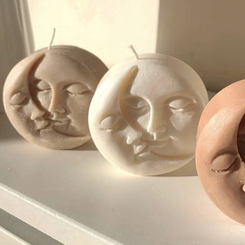 Žvakių formavimo formos Mėnulio saulės veidas Silikono žvakių formelės „pasidaryk pats“ kūrybinės aromaterapijos žvakių gipso formos Vestuvių dekoro amatai