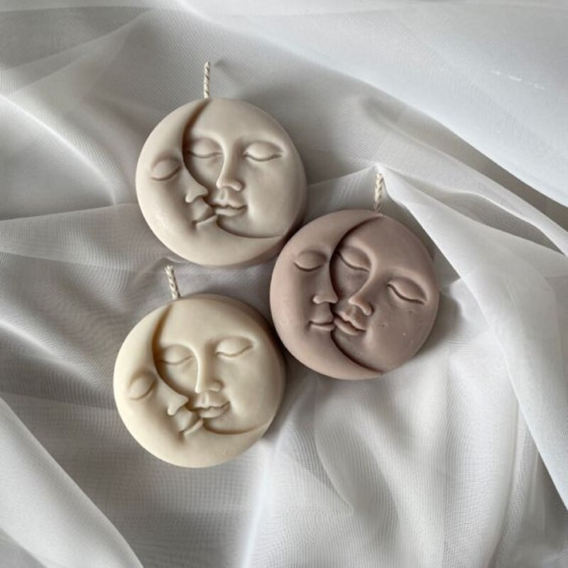 Žvakių formavimo formos Mėnulio saulės veidas Silikono žvakių formelės „pasidaryk pats“ kūrybinės aromaterapijos žvakių gipso formos Vestuvių dekoro amatai