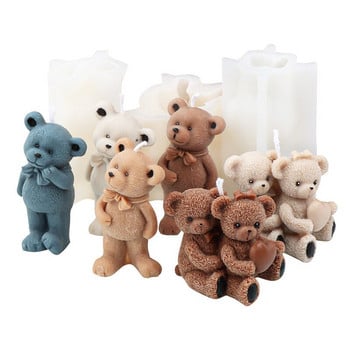 Hug Heart Couple Bear Καλούπι σιλικόνης για κεριά DIY Bear Animal κεριά Κατασκευή ρητίνης Aromath Καλούπια ψησίματος σαπουνιού Δώρα για τη διακόσμηση σπιτιού Δώρα χειροτεχνίας
