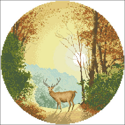 Kit de ochiuri de cruce numărate de înaltă calitate, peisaj seria peisajului Bluebell Meadow rață Narcisa oaie Rulote țigane Lumină de toamnă