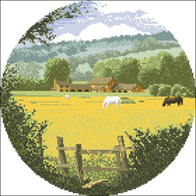 Kit de ochiuri de cruce numărate de înaltă calitate, peisaj seria peisajului Bluebell Meadow rață Narcisa oaie Rulote țigane Lumină de toamnă