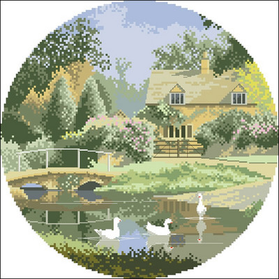 Kit de ochiuri de cruce numărate de înaltă calitate, peisaj seria peisajului Bluebell Meadow rață Narcisa oaie Rulote țigane Lumină de toamnă