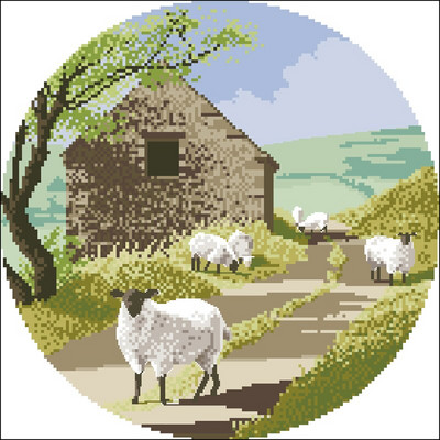 Kit de ochiuri de cruce numărate de înaltă calitate, peisaj seria peisajului Bluebell Meadow rață Narcisa oaie Rulote țigane Lumină de toamnă