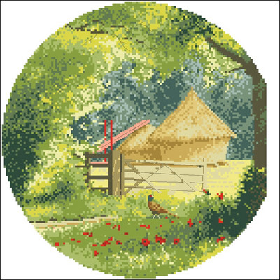 Kit de ochiuri de cruce numărate de înaltă calitate, peisaj seria peisajului Bluebell Meadow rață Narcisa oaie Rulote țigane Lumină de toamnă