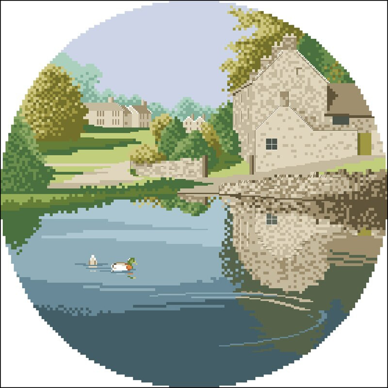 Kit de ochiuri de cruce numărate de înaltă calitate, peisaj seria peisajului Bluebell Meadow rață Narcisa oaie Rulote țigane Lumină de toamnă