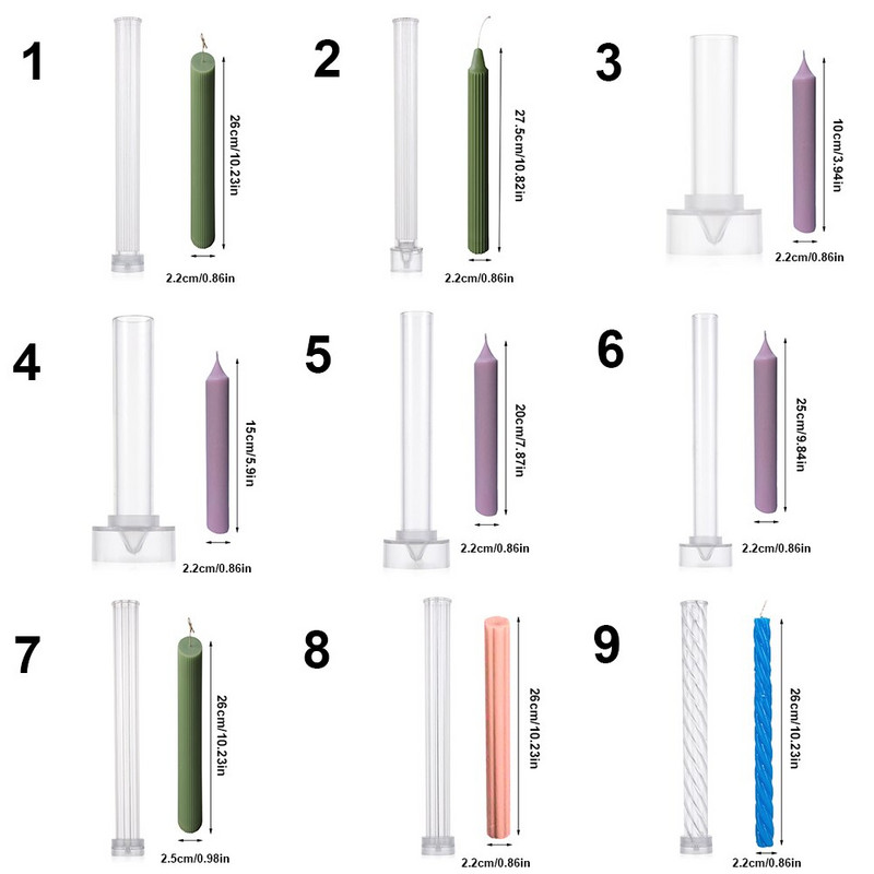 Küünlavorm küünalde valmistamiseks pika vardaga akrüülküünla vorm kõva plastist õhukese varda vorm küünlavorm isetegemine käsitöö tegemiseks savist tööriistad