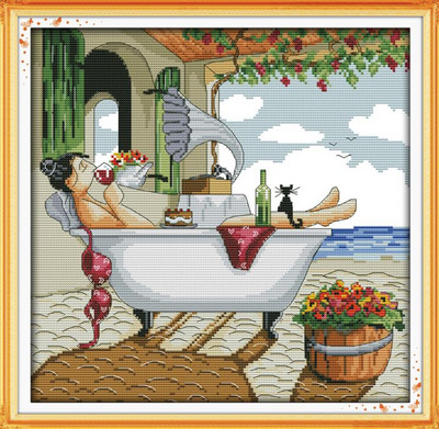 Κεντήματα DIY DMC 14CT 11CT Σετ σταυροβελονιάς για κιτ κεντήματος Απολαύστε τη ζωή Μετρημένα μοτίβα Διακοσμητική διακόσμηση σπιτιού